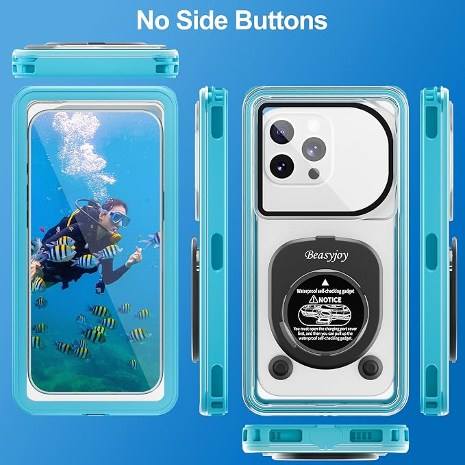 Beasyjoy Waterproof Phone Case, Underwater Phone Case for Snorkeling, Universal IPX8 Diving Pouch with Lanyard for iPhone Samsung Google Moto Series-[NOT Fit Snugly] [Touchscreen Operated Only]- Blue