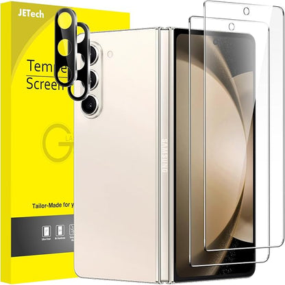 JETech Front Screen Protector for Galaxy Z Fold 5, 2+2 Pack | with Camera Lens Protector, HD Clear Tempered Glass, Anti-Scratch Protection