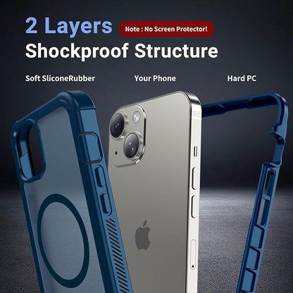 jaroco Magnetic for iPhone 15 Case, [Compatible with MagSafe][Military Grade Drop Protection][Heavy Duty Protection][Non-Slip][Shockproof] 2-Layer Durable Bumper Phone Case 6.1''-Deep Blue
