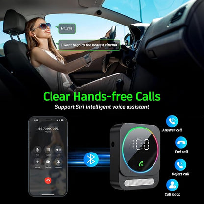 SONRU Bluetooth 5.3 Receiver for Car, Wireless Audio Adapter for Car/Home Stereo/Wired Headphones/Speaker, Bluetooth Aux Adapter, Dual AUX Outputs, RCA AUX 3.5mm Music Receiver