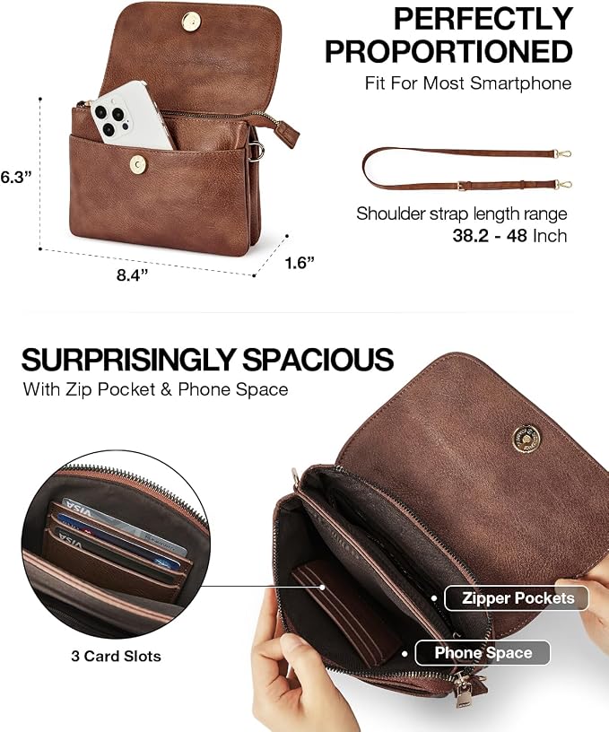 CHOLISS Small Crossbody Bags for Women, Vegan Leather Cell Phone Purse, Mini Travel Purse with Adjustable Strap Womens Gifts