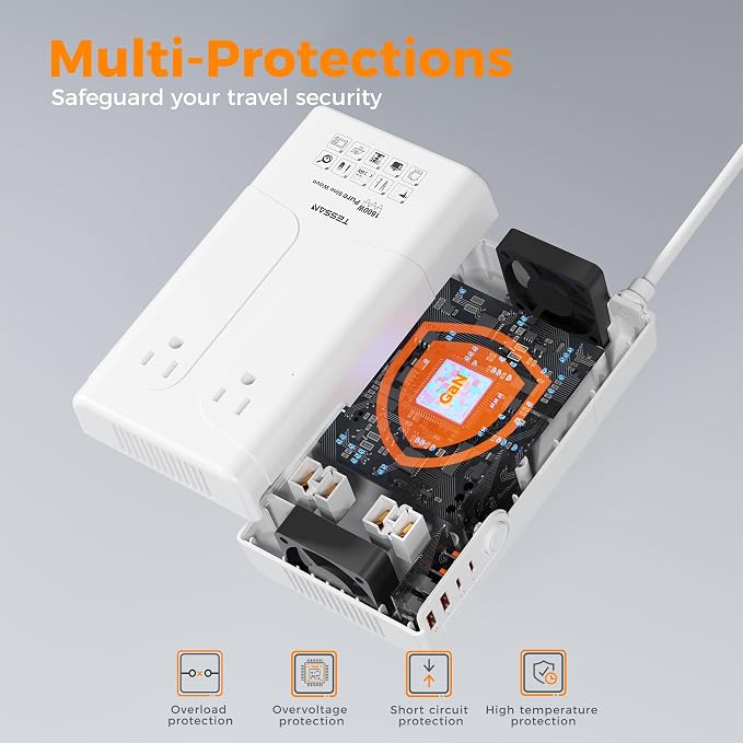 TESSAN 1600W 220V to 110V Voltage Converter US to Europe