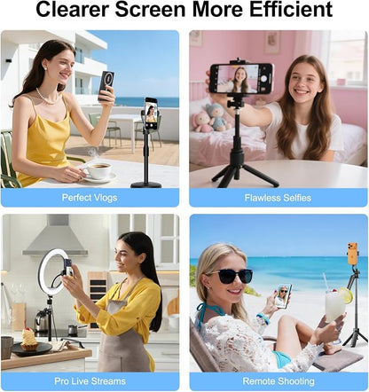 5" Touch Back Camera Monitor iPhone 17, Magnetic Selfie Monitor Screen iPhone, Wireless Screen Mirroring, Back Camera Selfie Monitor with Headphone Jack,2600mAh for Vlog,Snaplylens for iPhone,Android