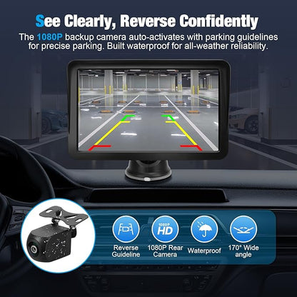 9" Wireless CarPlay Screen for Car, Apple CarPlay & Android Auto Receiver with 1080P Backup Camera, HD Touchscreen, Bluetooth, GPS, Voice Control，Universal Fit for All Cars