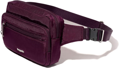 Baggallini Securtex Anti-theft Belt Bag 8.8"x5.5" Crossbody Fanny Pack for Women RFID Wallet Locking Zipper Travel Purse