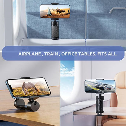 2 PACK Airplane Phone Holder Travel Essentials Accessories – Universal Hands Free Cell Phone Stand Mount for Air Plane Table Seat Desk, Cruise, Car & Flight – Mini Size for Vacation, iPhone, Samsung