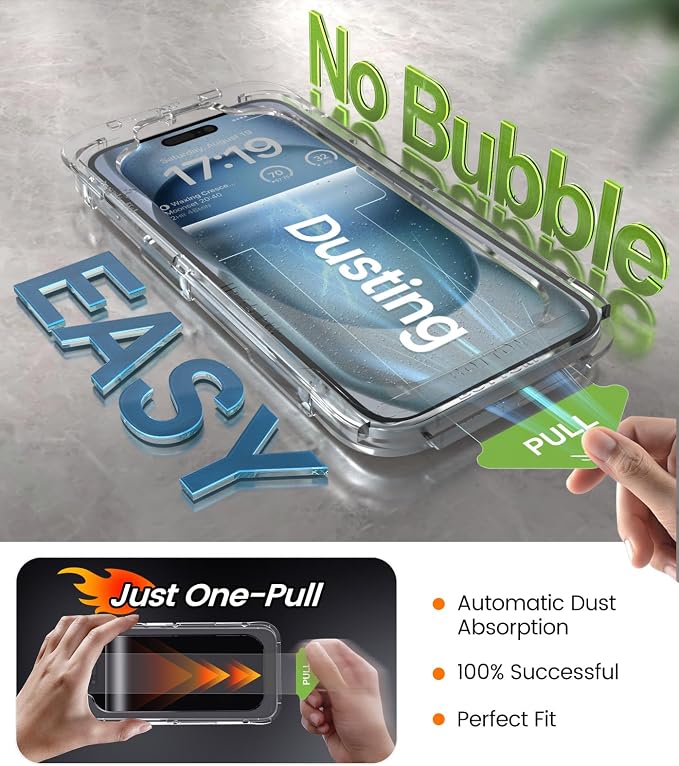iGluz 4 Pack for iPhone 15 Screen Protector with 2-Pack Camera Lens Protector[99.99% HD Clear][9H Tempered Glass][Bubble Free][Easy Installation][Smooth Touch][Anti-fingerprint],4+2 Dual Protection