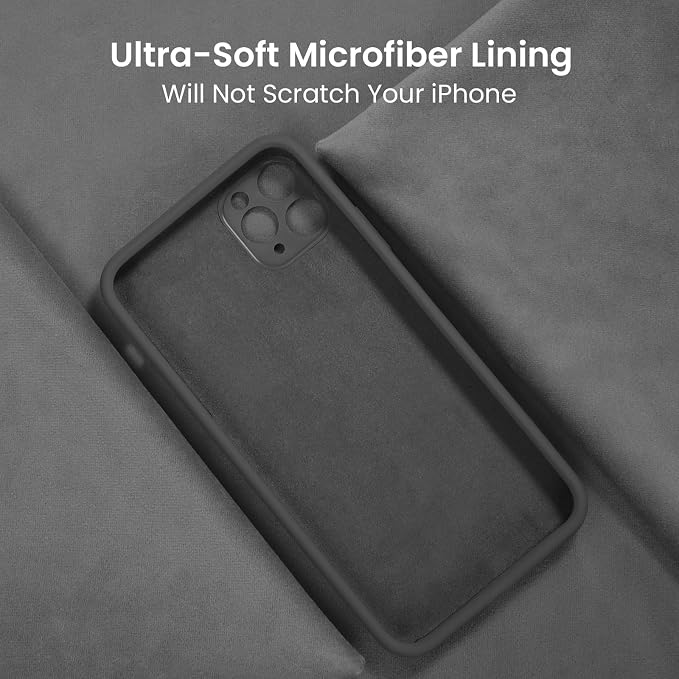 FireNova Designed for iPhone 13 Pro Max Case, Silicone [Camera Protection] Phone Case, Soft Anti-Scratch Microfiber Lining Inside, 6.7 inch, Space Gray