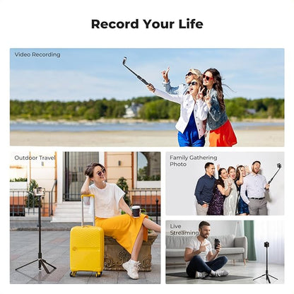 K&F CONCEPT 69" Selfie Stick, Pop Open & Quick Fold Phone Tripod, 360° Rotatable Selfie Stick with 9 Button Bluetooth Remote, Cell Phone Tripod for Travel, Live Streaming, Vloggers