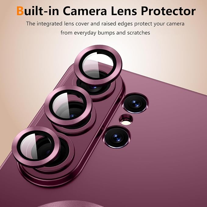 for Samsung Galaxy S26 Ultra Case,Luxury Plating Matte Case for Galaxy S26 Ultra Full Camera Lens Cover & Privacy Screen Protector Cute Women Girls Phone Cover for S 26 Ultra, Burgundy