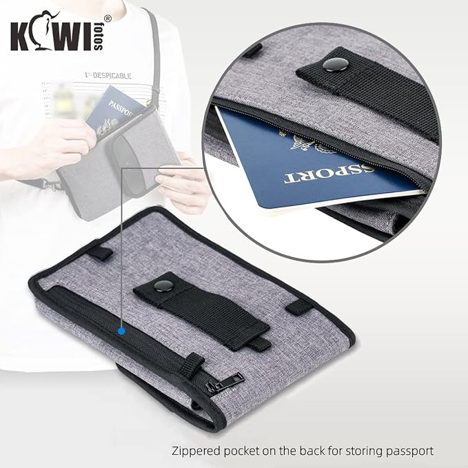 KIWIFOTOS Travel Cell Phone Pouch Belt Pouch Phone Holster Crossbody Bag with Shoulder Strap for iPhone17 16 15 14 Pro Max Holder with Neck Lanyard Smartphone Walking Passport Wallet
