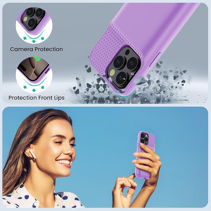 Feob Battery Case for iPhone 16 Pro Max,Ultra-Slim 8600mAh Portable Charger Cover 360°Protection Extended Battery Charging Case for iPhone 16 Pro Max-Purple