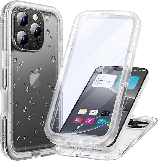 Cozycase for iPhone 16 Pro Max Case Waterproof - 360 Heavy Duty with Screen/Camera Protector Shockproof IP68 Underwater Dustproof Water Dust Shock Proof Full Body/Front and Back Case Frosted Clear