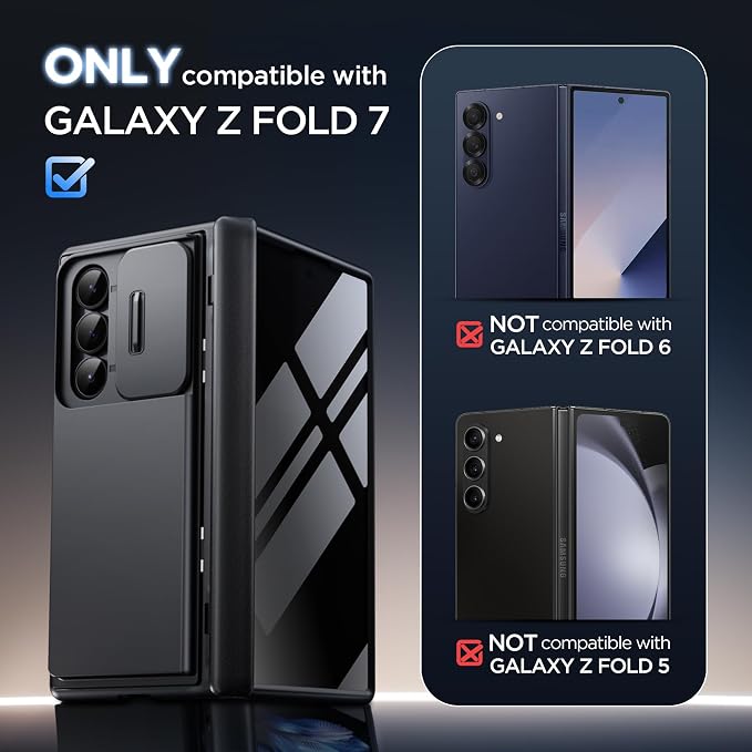 TONGATE Wallet for Z Fold 7 Case with Privacy Screen Protector, [4-Card Holder][Anti Spy] Built-in Large Stand & Slide Camera Cover Z7 Shockproof Phone Case for Samsung Galaxy Z Fold 7 2025 8", Black