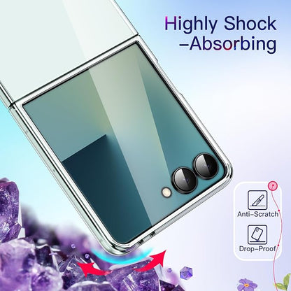 JETech Clear Case for Samsung Galaxy Z Flip 7, Clear | Crystal Clear Back, Hard PC Construction, Slim Fit, Shockproof Protection