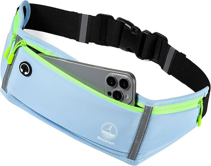 Slim Running Belt Fanny Packs for Men Women, Blue Running Fanny Pack Waist Pack Phone Holder for Running Hiking Workout