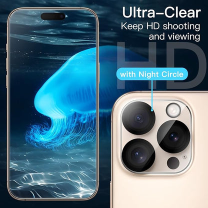 JETech 5 in 1 Matte Case for iPhone 16 Pro Max 6.9-Inch with 2-Pack Each Tempered Glass Screen Protector and Camera Lens Protector, Translucent Back Shockproof Phone Cover (Desert Titanium)