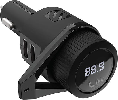 Scosche BTFM5 Bluetooth Hands-Free Car Kit with Digital FM Transmitter and Dual 12W USB Charging Ports For Vehicles