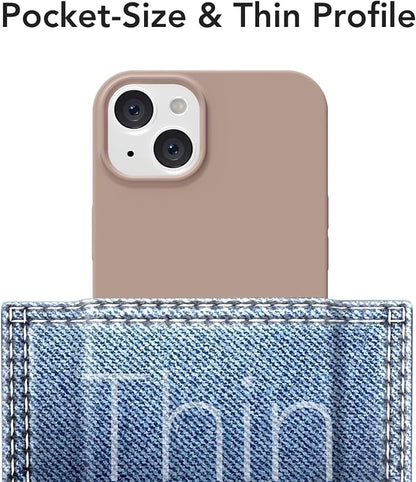 for iPhone 15 Plus/ 14 Plus Case Silicone Compatible with Magsafe Case, Ultra Slim Thin Magnetic Phone Cases Mag Safe, Cute Soft Rubber Gel TPU Matte Wireless Charging Cover for Women, Brown