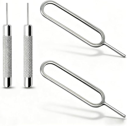 4 Pcs SIM Card Removal Openning Tool Tray Eject Pins Needle Opener Ejector Compatible with All iPhone Apple iPad HTC Samsung Galaxy Cell Phone Smartphone Watchchain Link Remover (Style A)