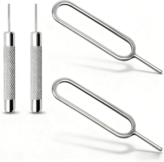 4 Pcs SIM Card Removal Openning Tool Tray Eject Pins Needle Opener Ejector Compatible with All iPhone Apple iPad HTC Samsung Galaxy Cell Phone Smartphone Watchchain Link Remover (Style A)