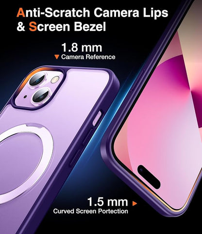 Chicfun 3-in-1 [Magnetic+Kickstand+Ring Holder] for iPhone 14 Plus Case with Stand Ring Holder， Compatible with MagSafe, Military Shockproof Kickstand Phone Case iPhone 14 Plus Cover Purple
