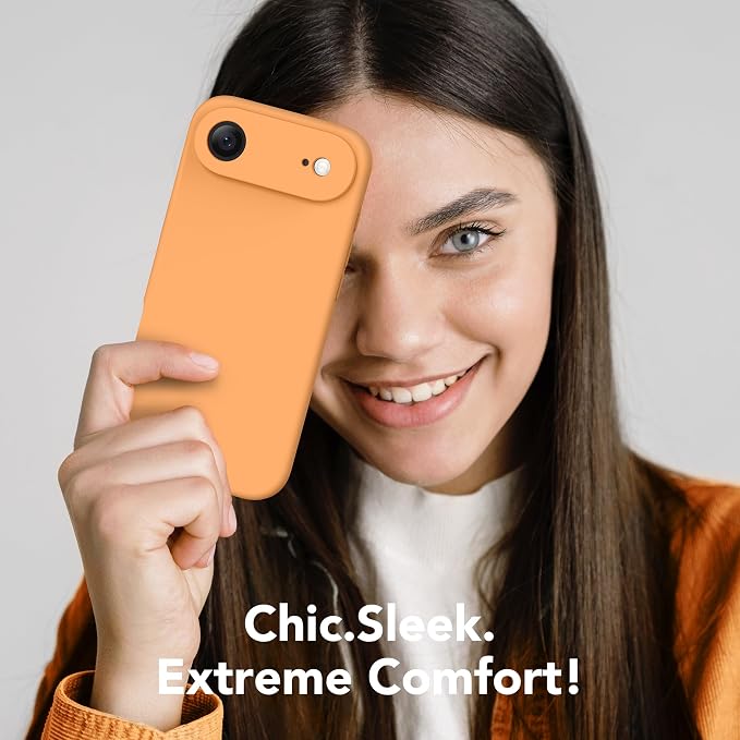 Magnetic for iPhone Air Case, Compatible with MagSafe, [Full Camera Protection][Screen Protector] Silicone Shockproof Protective Phone Case for iPhone 17 Air 6.5", Cantaloupe