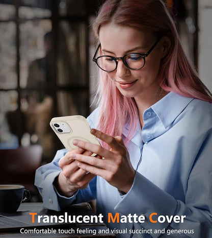 FNTCASE for iPhone 12 Phone Case: for iPhone 12 Pro Magnetic Matte Textured Military Grade Drop Protection Translucent Cell Cover - Slim Durable Shockproof Protective Bumper