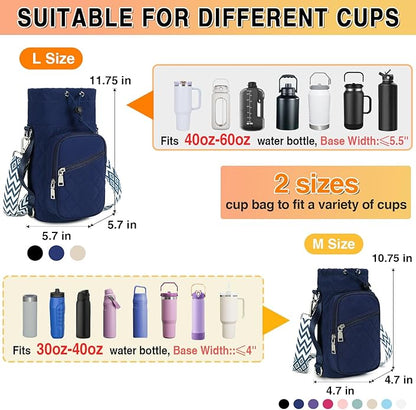 AGLOD Water Bottle Carrier Bag with Strap, Water Bottle Holder Crossbody Bags for Women Men for Walking, Hiking,Cycling