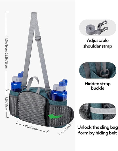 WATERFLY Fanny Pack Waist Bag: Fannie Pack 2 Water Bottle Holders Lumbar Belt Hiking Walking Running Jogging Camping Large Woman Man (Bottle Not Included)