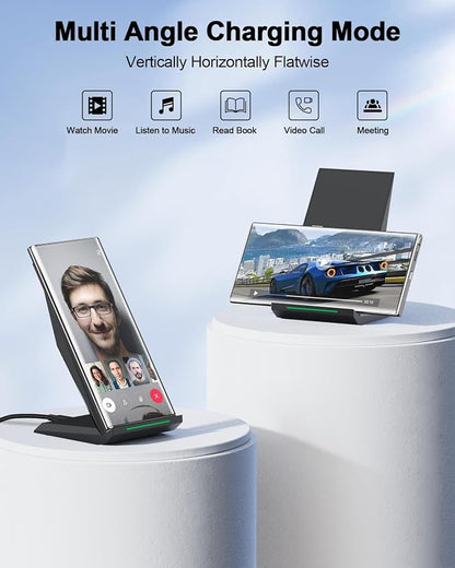 NANAMI Fast Wireless Charger with USB Phone Charger, Charging Stand with 20W PD Adapter for iPhone 17/17 Pro/17 Pro Max/16/16 Plus/15/14/13, 10W for Samsung Galaxy S26/S26+/S25/S24/S23/S22/S21