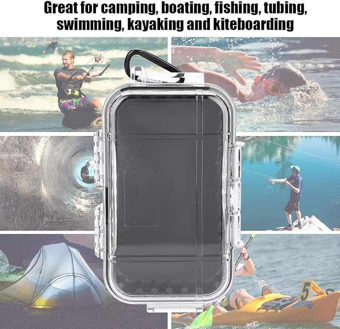 Tiiyee Small Waterproof Storage Case, Outdoor Survival Waterproof Dry Box Protective Case Shockproof Airtight Carry Box Container Floating Hard Shell for EDC Tools Phone Keys Watches Travel Fishing