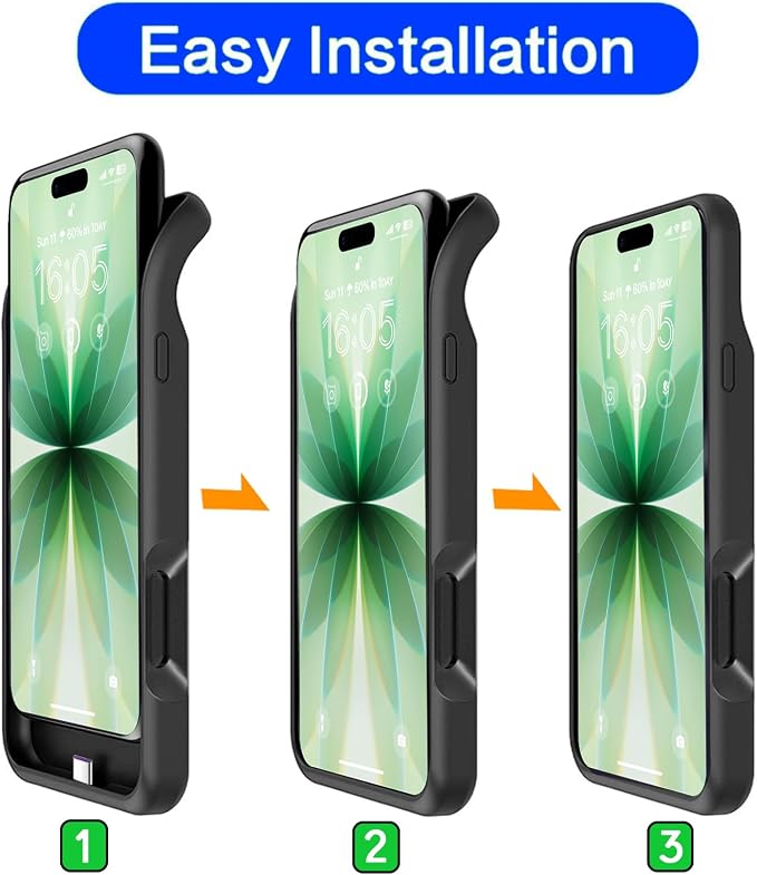 Battery Case for iPhone 17, Upgraded 10000mAh Pack Rechargeable Charger Case Support Carplay with Wireless Charging Compatible for iPhone 17 (6.3 inch) External Battery Charging Cover (Black)