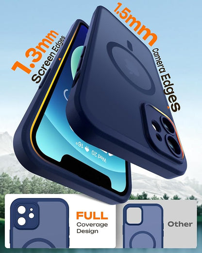 TOCOL for Phone 12 Case, Compatible with Magsafe Charger, Full Camera Protection, Drop Protection, Translucent Matte Phone Case for iPhone 12 6.1 inch (Dark Blue)