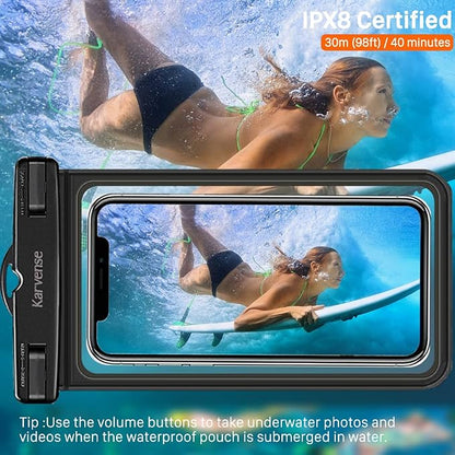 Waterproof Phone Pouch/Case, Water Proof Phone Pouch for iPhone & Samsung Galaxy, Universal Large IPX8 Phone Water Protector Pouch for Travel, Vacation, Beach, Cruise Essentials- 2 Pack