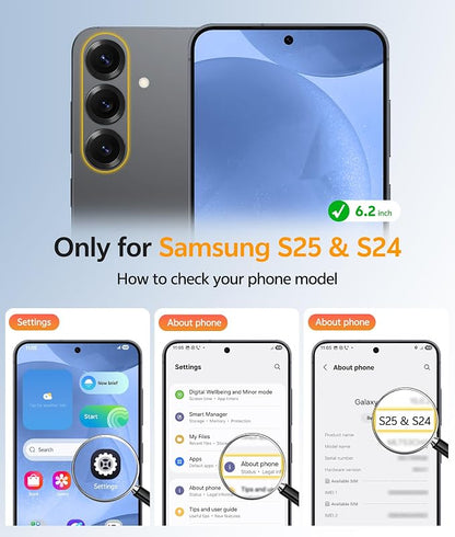 FNTCASE for Samsung Galaxy S25/S24 Case, Fit for Magsafe, Screen Protector | Translucent Matte Magnetic Back, 14FT Military Grade Drop Protection, Shockproof Protective Phone Cover, Blue