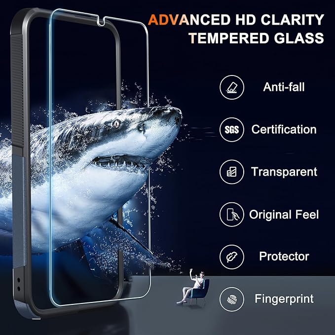 for Samsung Galaxy S26+ Plus Case with Screen Protector+Camera Lens Cover,Military Grade Heavy Duty Shockproof Phone Cover with Wrist Lanyard Strap for Samsung S26Plus,Navy Blue