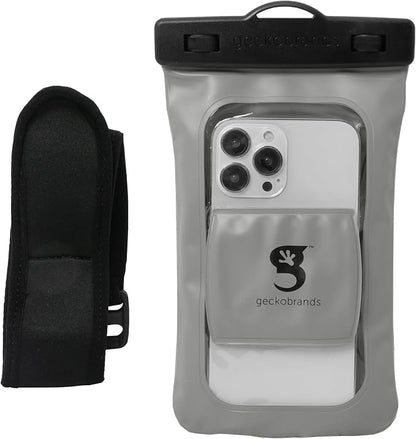 geckobrands Float Phone Dry Bag with Arm Band - Floating Watertight Dry Bag Phone Pouch, Fits Most iPhone and Samsung Galaxy Models Gray