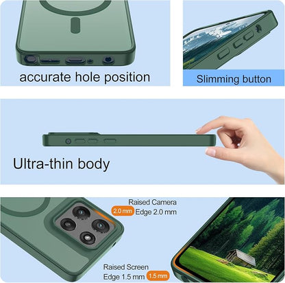 Compatible for Motorola Moto G Stylus 2025 Phone Case: [Mag-Safe Fit] with 2pc HD Screen Protector, Matte Translucent Soft-Touch Skin & Full Body for Moto GStylus 2025, Dark Green