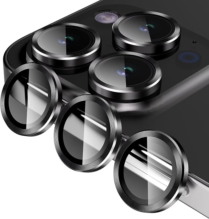 Jeluse 3X2 Pack Camera Lens Protector for iPhone 16 Pro Max/iPhone 16 Pro/iPhone 15 Pro Max/iPhone 15 Pro/iPhone 14 Pro Max/iPhone 14 Pro, 9H Tempered Glass Screen Protector Cover [Alignment Kit]
