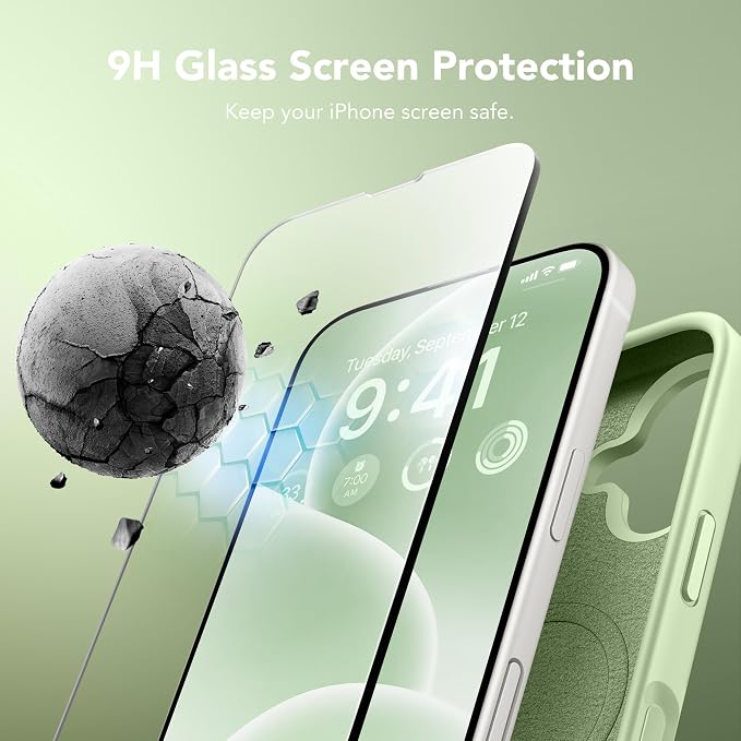 GONEZ Magnetic for iPhone 17 Case, Compatible with MagSafe, [Screen Protector + Camera Lens Protector], Liquid Silicone Anti-Scratch Shockproof Protective Phone Case 6.3 inch, Green