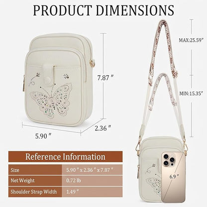 KITEVIUN Crossbody Bags for Women Leather Crossbody Purse Small Shoulder Phone Purse with Adjustable Strap & RFID Card Slots