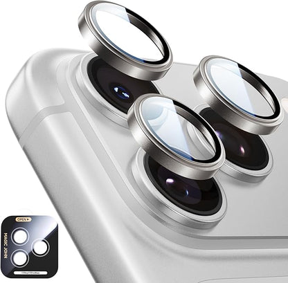 MAGIC JOHN for iPhone 17 Pro Max/17 Pro Camera Lens Protector [Alignment Kit&1:1 Invisible Fit] 9H Aerospace Tempered Glass, Ultra HD, Metal Individual Ring，Case Friendly, Set of 2,Gray