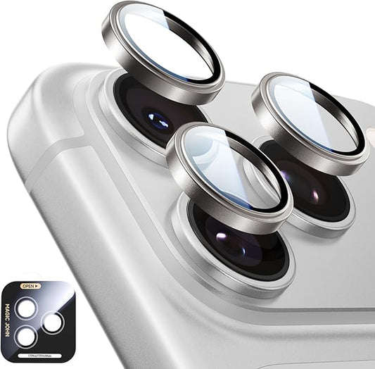 MAGIC JOHN for iPhone 17 Pro Max/17 Pro Camera Lens Protector [Alignment Kit&1:1 Invisible Fit] 9H Aerospace Tempered Glass, Ultra HD, Metal Individual Ring，Case Friendly, Set of 2,Gray