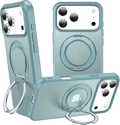 360° Magnetic Swivel Ring for iPhone 17 pro max case, Built-in Metal Stand and Ring Holder, Magsafe Compatible, Military Grade Protection, Shock and Vibration Resistant-Lake Blue