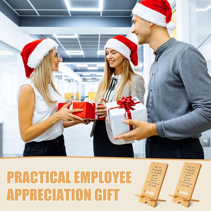 Ripeng 48 Pcs Employee Appreciation Gifts Bulk Bamboo Phone Stand for Desk Office Worker Thank You Gift for Administrative Team Coworkers Staff Graduation Nurse Teacher Week (Vintage Work Pride)