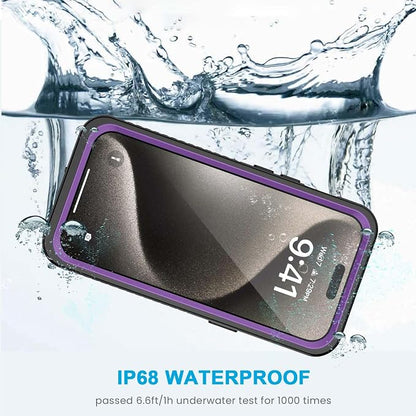 Lanhiem for iPhone 15 Pro Max Case, IP68 Waterproof Dustproof Shockproof Cases with Built-in Screen Protector, 360 Full Body Heavy Duty Rugged Phone Cover for iPhone 15 Pro Max - 6.7 inch (Purple)