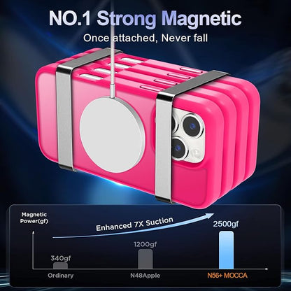 MOCCA Strong Magnetic for iPhone 16 Pro Max Phone Case, [Compatible with Magsafe][16FT Mil-Grade Drop Protection] Slim Thin Translucent Matte Protective Cover Case for iPhone 16 Pro Max Case, Hot Pink