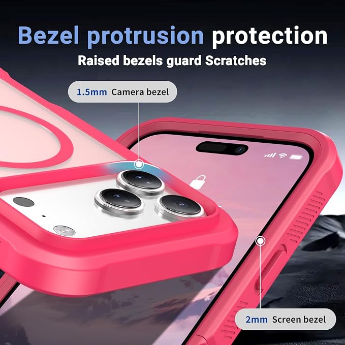 jaroco Magnetic for iPhone 17 Pro Max Case, [Compatible with MagSafe][Military Grade Drop Protection][Heavy Duty Protection][Non-Slip][Shockproof] 2-Layer Durable Bumper Phone Case 6.9''-Rose