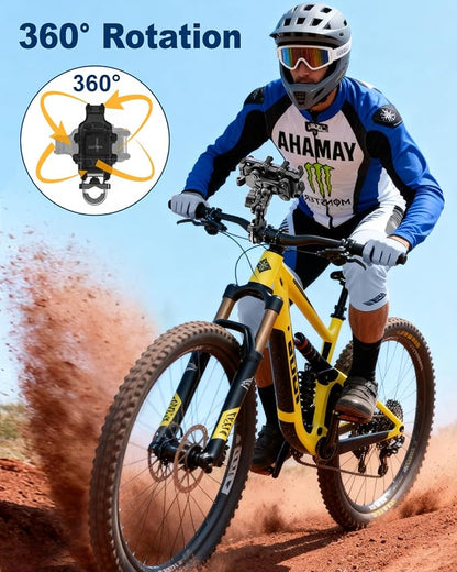 Motorcycle Phone Mount,Anti Vibration Bike Phone Holder for Handlebar, 360° Rotation Bicycle Phone Holder for Scooter, ATV,MTB,Dirt Bike,E-Bike,Compatible with iPhone 16 15 Pro